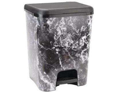 Cubo de Pedal Duo Ecológico Preto Dec. Mármore Iml 52L. COM-FORT HOUSE