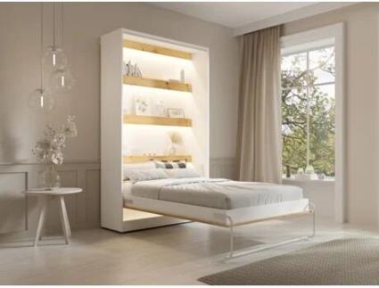 Cama embutida RAPILI VENTE-UNIQUE Natural claro, Branco 120x200 cm - Sem colchão - Com sommier