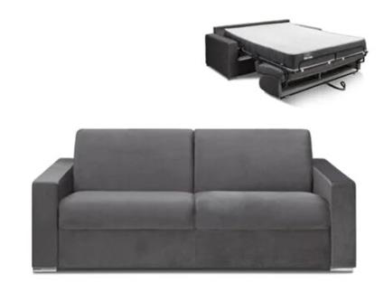 Sofá Cama DUNLOPILLO (214 x 94 x 85 Tamanho Cama: 160 - 179 cm - Veludo - Cinzento)