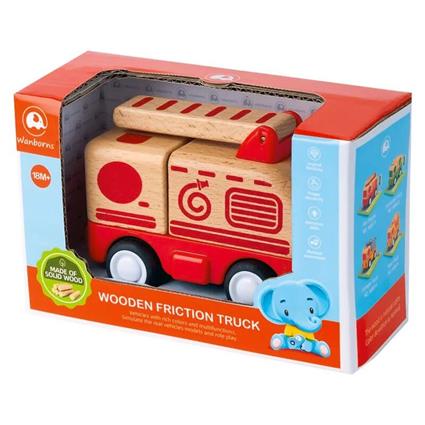 Camião de bombeiros de madeira infantil pequeno Wb017 INNOVATOYS