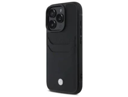 Capa Ranhura para iPhone 16 Pro Max BMW Rígida com Porta-Cartões Preto
