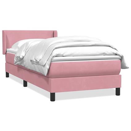 vidaXL Cama com molas/colchão rosa 90x220 cm veludo