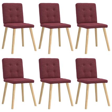vidaXL Cadeiras de jantar 6 pcs tecido vermelho-tinto