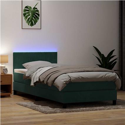 vidaXL Cama com molas/colchão verde-escuro 90x210 cm veludo