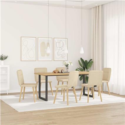 vidaXL Cadeiras de jantar 6 pcs tecido cor creme
