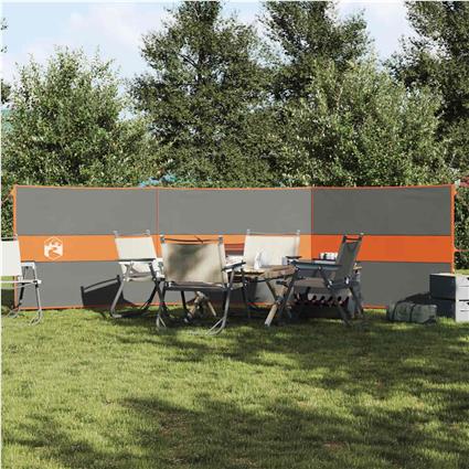 vidaXL Corta-vento de campismo 490x123 cm impermeável cinza/laranja