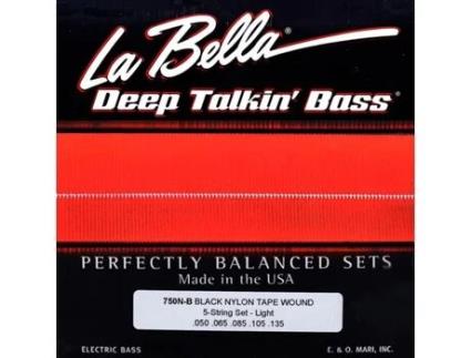 La Bella Conjunto de Cordas Baixo Elétrico de 5 Cordas Corda de Nylon Preto Enr