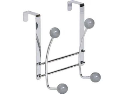Perchero Metálico Con 4 Ganchos Cerámicos Gris Cromado TENDANCE