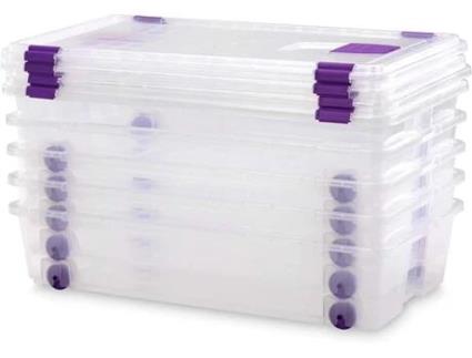 Caixa de Plástico Transparente | Capacidade de 35 Litros | Medidas 730 x 405 x 165 mm | Pacote com 5 Unidades COM-FORT HOUSE