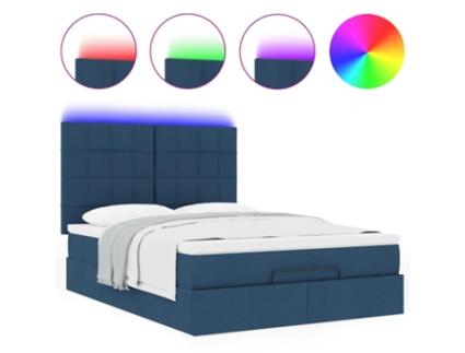 Estrutura da cama otomana VIDAXL Azul Tecido (140x200cm)