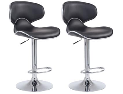 Banqueta de Bar Silla Bar X2 Regulável em Altura com Apoio para Pés em Pele Sintética Preta e Metal Tdb10122 MOBIKASA