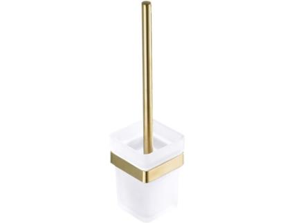 Suporte de Escova Sanitária em Aço Inox 304 Acabamento em Vidro Temperado Dourado MEOIRUERY