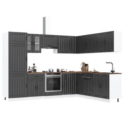 vidaXL 14 peças armário de cozinha conjunto Lucca preto