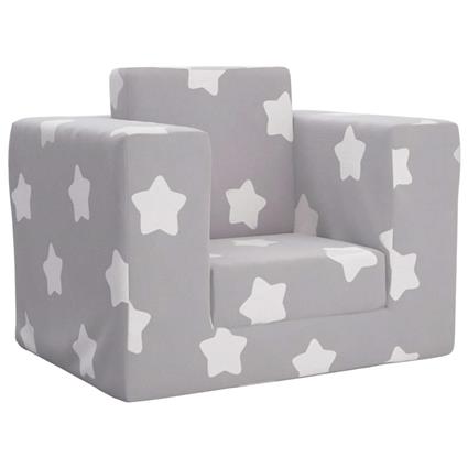 vidaXL Sofá-cama infantil de c/ estrelas pelúcia cinzento-claro