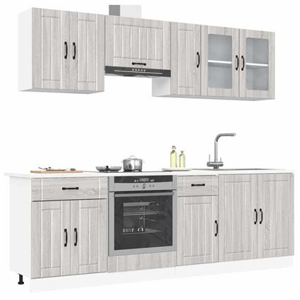 vidaXL 8 peças armário de cozinha conjunto Kalmar cinza sonoma