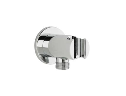 Cotovelo de Saída de Água com Suporte Fixo para Parede Redonda de Chuveiro Cromado RAMON SOLER