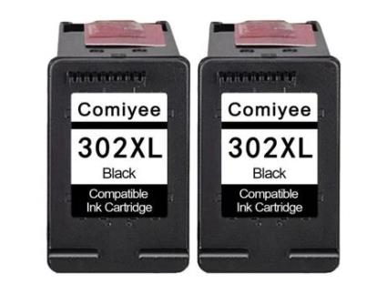 2 Cartuchos de Tinta Preta Compatíveis com Hp 302 Xl 302Xl Compatível com Deskjet 3639 3637 3630 2130 Envy 4527 4525 4522 4520 4521 COMIYEE