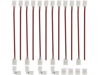 Conjunto de Conectores para Fita Led 2835L Sem Solda 2 Pinos 8Mm AURUM