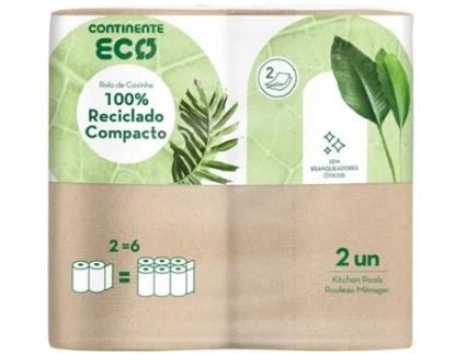 Rolo De Cozinha 100% Reciclado CONTINENTE ECO 2 rolos = 6 rolos