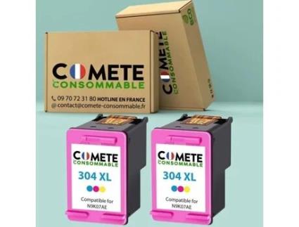 304Xl Pacote de 2 Cartuchos de Tinta Compatíveis com Cores Hp 304 Xl para Cartucho Hp 304 COMETE CONSOMMABLE