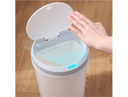 Caixote Balde De Lixo Redonda Recarregável Usb Branco 12L Com Sensor De Proximidade 24*24*33Cm GLOBALMIX