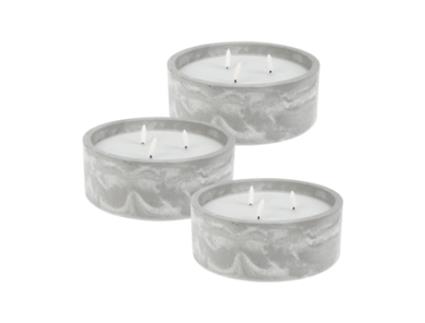 WELL HOME - Pacote de 3 velas LED redondas cinza mármore