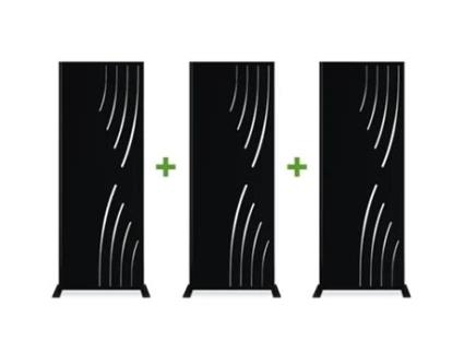 Conjunto de 3 painéis decorativos VELETA Preto Alt.160cm padrões lado direito