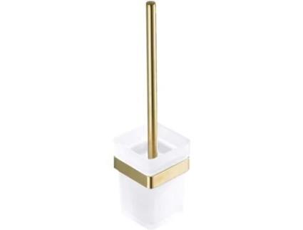 Suporte de Escova Sanitária em Aço Inox 304 Acabamento em Vidro Temperado Dourado MEOIRUERY