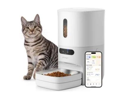 Comedouro Automático Inteligente com Capacidade de 3 6L e Tecnologia Antiobstrução Modo de Energia Dual e Notificações em Tempo Real PAWSYNC