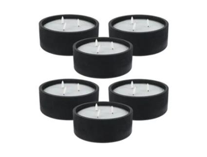 WELL HOME - Pacote de 6 velas LED redondas pretas