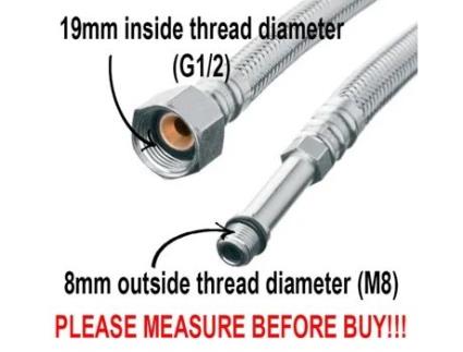 50 cm Tubo Largo para Conector de Grifo Monomando de Fregadero de Cocina, MonoBloc, M8 x 1/2 Pulgadas BSP