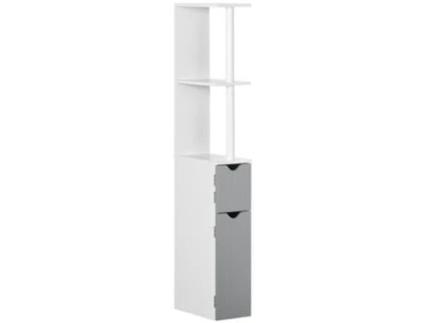 Coluna Casa de Banho MDF e Melamina de Madeira cor Branco e Cinza 15,2x29,8x118 cm KLEANKIN