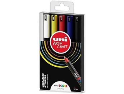 Conjunto Completo de 5 Marcadores Acrílicos Extrafinos Posca Marca OSAMA