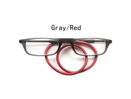 Óculos de Leitura AIDUOL de absorção magnética vermelho acinzentado (Ampliação de 3,25)