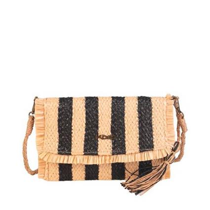 Kbas CARTERA - BANDOLERA POMPOM, Negro, Beige - Ref.