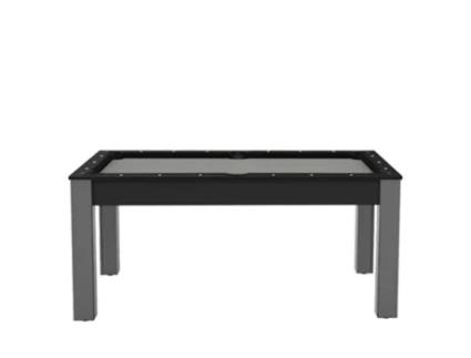 DE FAUGÈRES Mesa de Bilhar de 6 Pernas Texas Convertível em Mesa de Jantar de Mdf para 6 Pessoas Preto / Prateado
