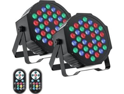 Luzes Led Par Para Palco De Dj Com Fio Rgb 36 Led Com Controle Remoto Ativado Por Som Iluminação Para Dj Clube De Festa 2 Peças VENISYMLIS