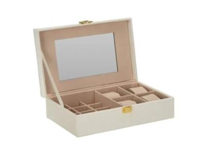 WELL HOME - Guarda-joias com espelho Branco 25x16x7cm