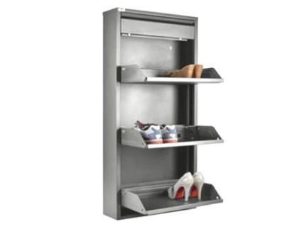 Nova Sapateira Fina Que Economiza Espaço com 3 Portas Cinza com Gaveta de Armazenamento Extra para 6/9 Pares de Sapatos/Botas em Metal STARMART ITALY