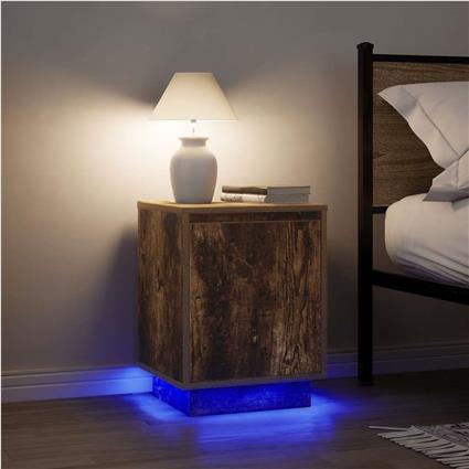 vidaXL Mesas cabeceira c/ luzes LED 2 pcs 38x34x50 cm carvalho fumado