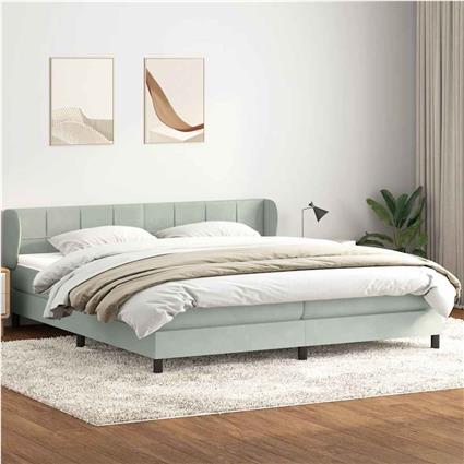 vidaXL Cama com molas/colchões 200x220 cm veludo cinzento-claro