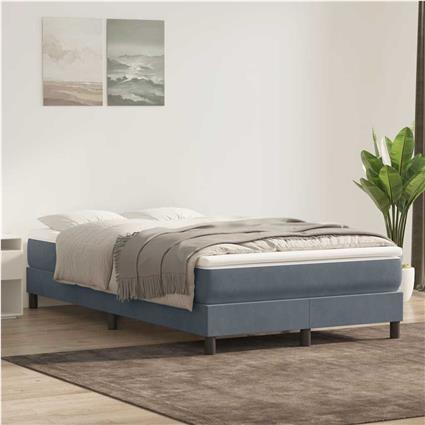 vidaXL Cama boxspring com colchão 120x220 cm veludo cinzento-escuro