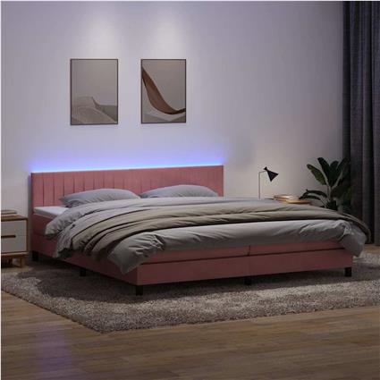 vidaXL Cama com molas/colchão 200x220 cm veludo rosa