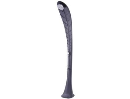 LEAFAGE Duche exterior Folha Cinzenta Duche de aquecimento solar curvo em polietileno 220 cm de altura Cinzento, Tanque duradouro 35l