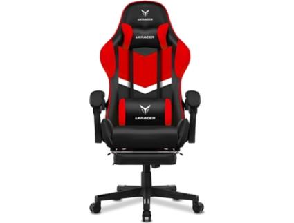 LUCKRACER Cadeira Gaming com apoio para os pés, Cadeira de Escritório Ergonômica com almofada lombar ajustável e travesseiro Vermelho