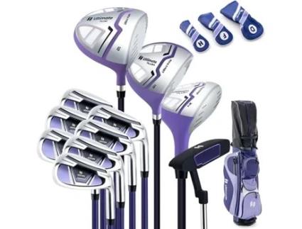 Conjunto de Clube de Golfe Feminino 460Cc # 1 Driver 3 Pistas 5 Híbridos 5 # 6 # 7 # 8 # 9 # P # S Ferro Haste de Pressão e Saco COSTWAY