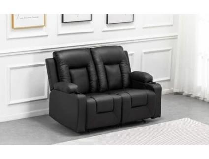 Conjunto COMHOMA de Poltronas Relax, Sofá, Conjunto de Sofá em Couro Sintético, Poltrona para TV, Poltrona Reclinável com Função Reclinável, Preto, 2