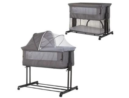 Berço co-leito ZEN com grade dobrável conversível em cercadinho da Chipolino Granite