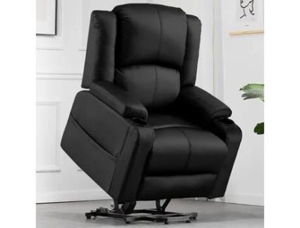 Poltrona COMHOMA Eléctrica Reclinável de Massagem Relaxante com Função de Massagem Vibratória de 8 Pontos, Aquecimento Lombar, Preto