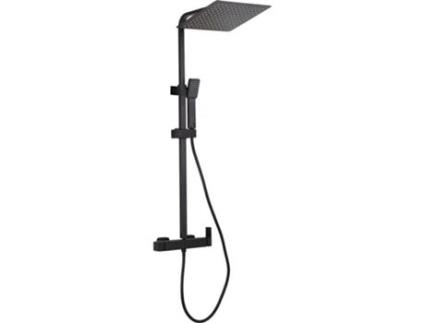 Coluna de Duche Monocomando Manzo Preto Mate 25 Cm X 25 Cm VALAZ